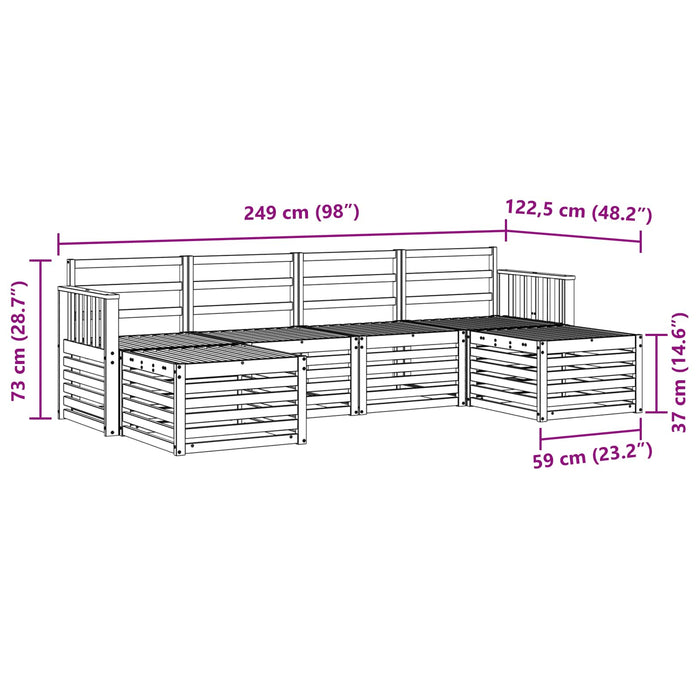 Set de canapele de exterior 5 pcs Alb 249 x 122,5 x 73 cm WALTI