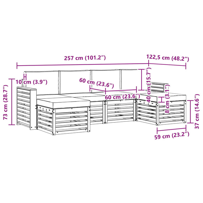 Set de canapele de exterior 6 pcs Alb și gri deschis WALTI