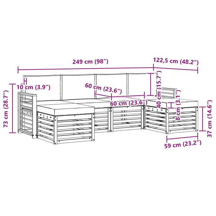 Seturi de canapele 6 pcs Alb și gri deschis 249 x 122,5 x 73 cm WALTI