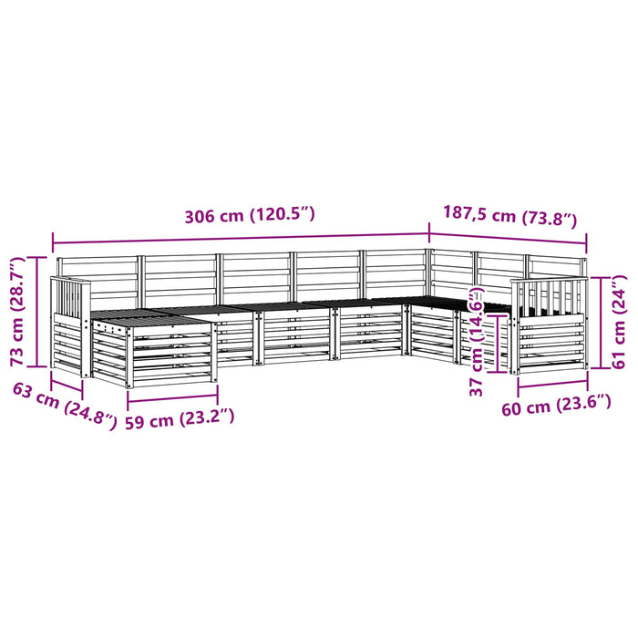Set de canapele de exterior 8 pcs Alb 306 x 187,5 x 73 cm WALTI