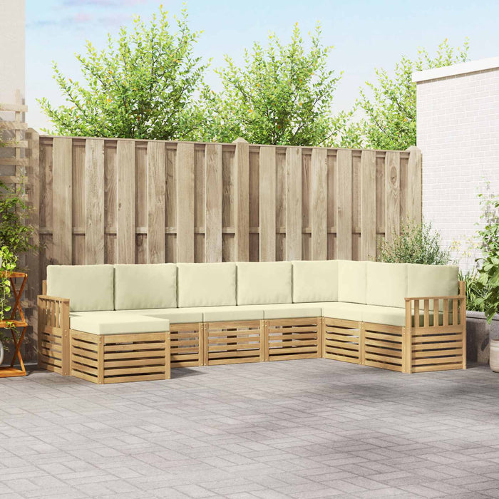 Set de canapele de exterior 8 pcs Alb și crem WALTI