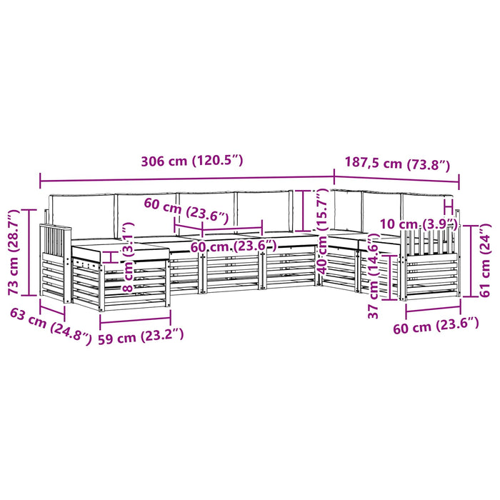 Set de canapele de exterior 6 pcs Alb și gri deschis WALTI