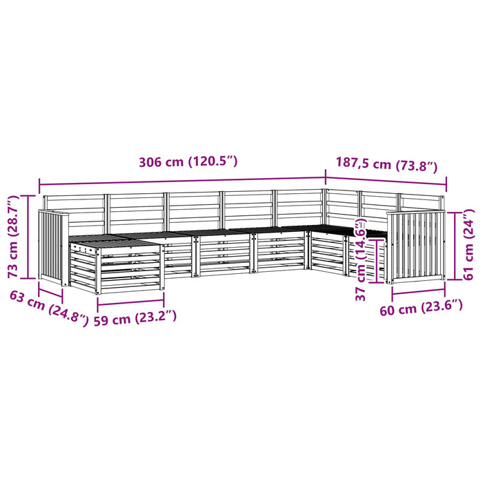 Set de canapele de exterior 8 pcs Alb 306 x 187,5 x 73 cm WALTI