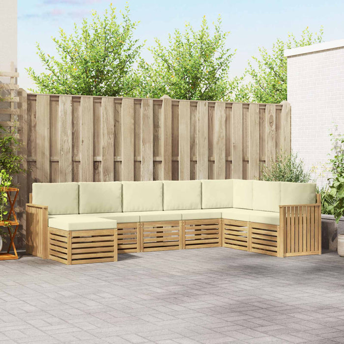 Set de canapele de exterior 8 pcs Alb și crem WALTI