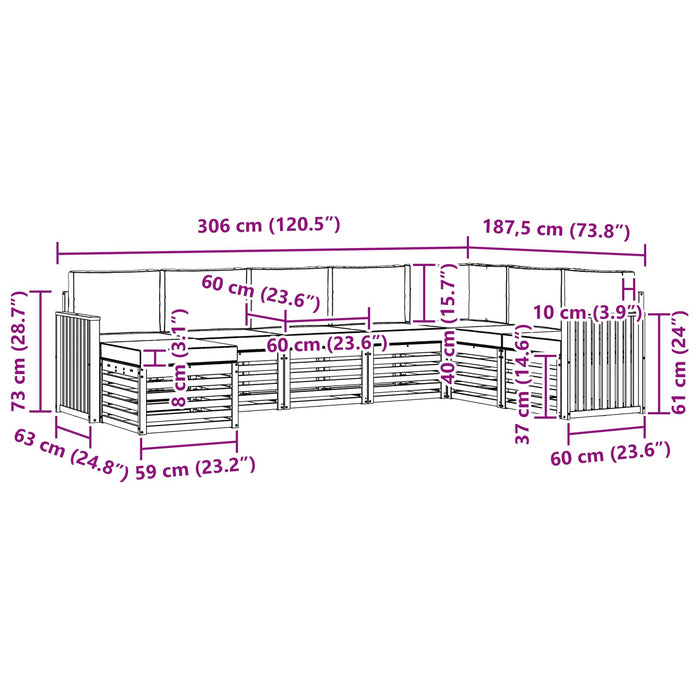 Set de canapele de exterior 8 pcs Alb și crem WALTI
