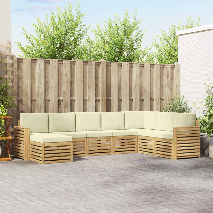 Set de canapele de exterior 8 pcs Alb și crem WALTI