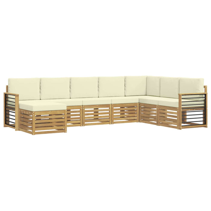 Set de canapele de exterior 8 pcs Alb și crem WALTI