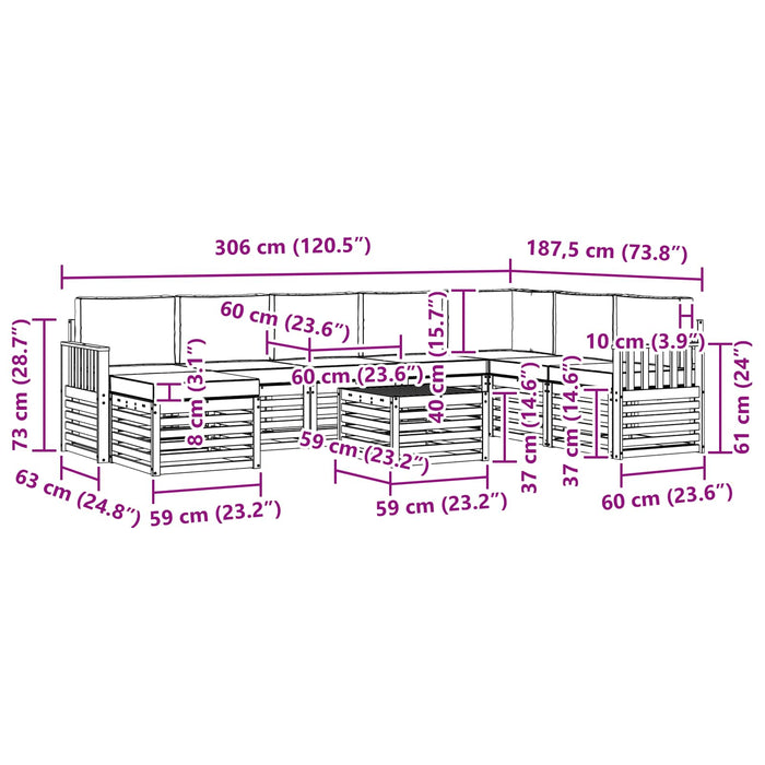 Set de canapele de exterior 7 pcs Alb și gri deschis WALTI