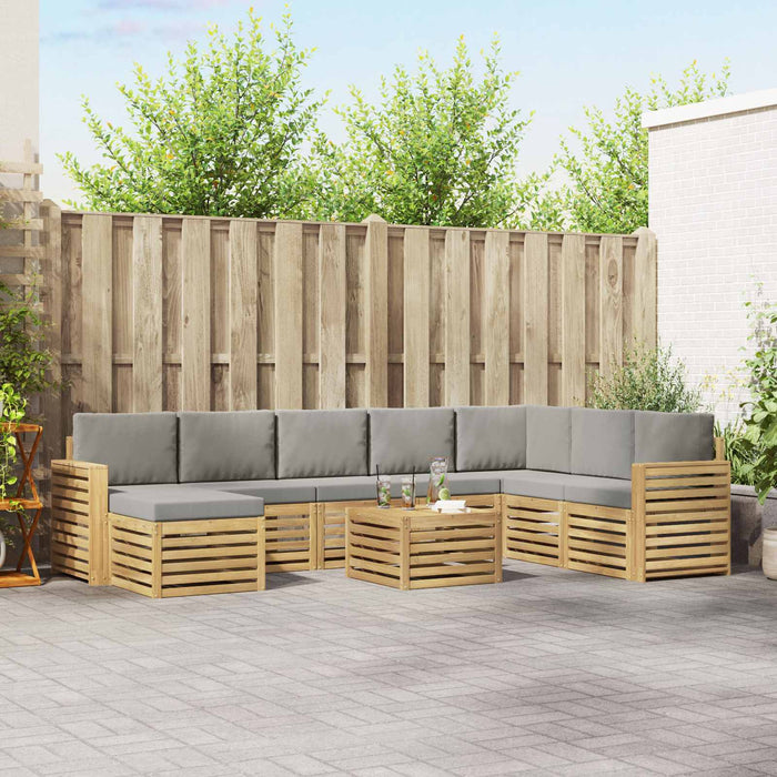 Set de canapele de exterior 9 pcs Alb și gri deschis WALTI