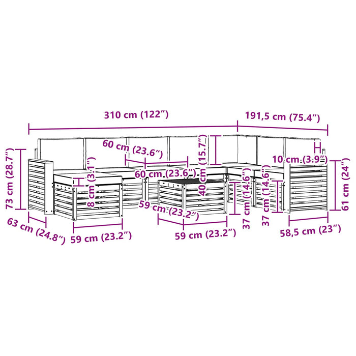 Set de canapele de exterior 9 pcs Alb și gri deschis WALTI