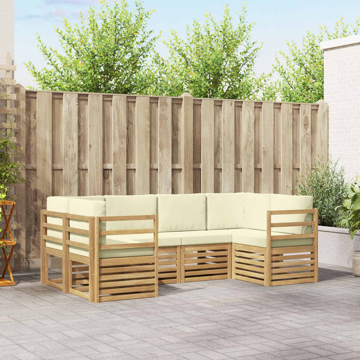Set canapea sectională cu pernă 6 pcs Alb și crem Poliester - WALTI WALTI