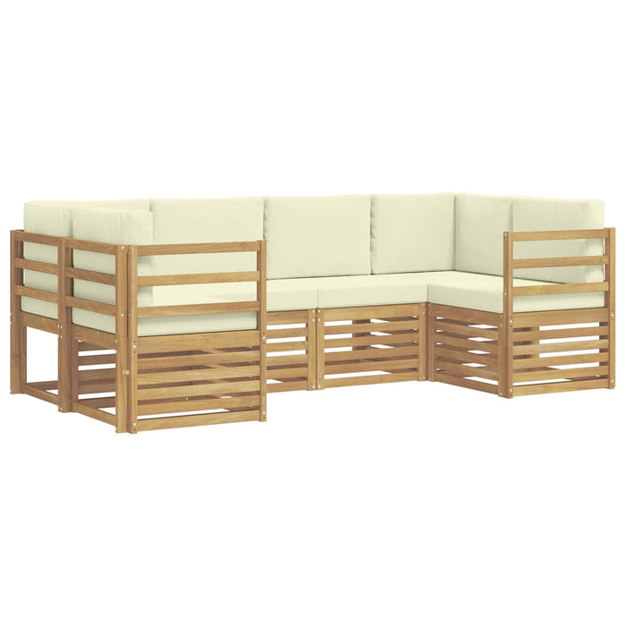 Set canapea sectională cu pernă 6 pcs Alb și crem Poliester - WALTI WALTI