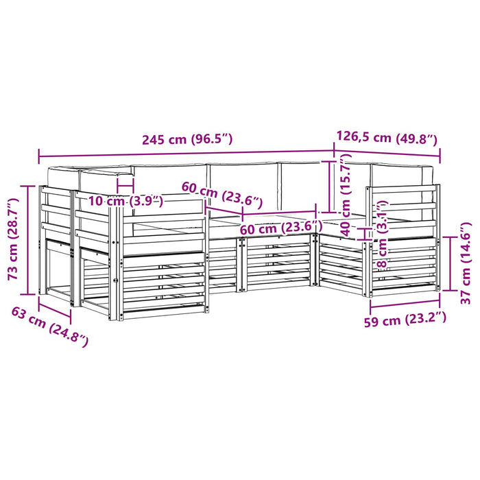 Set canapea sectională cu pernă 6 pcs Alb și crem Poliester - WALTI WALTI