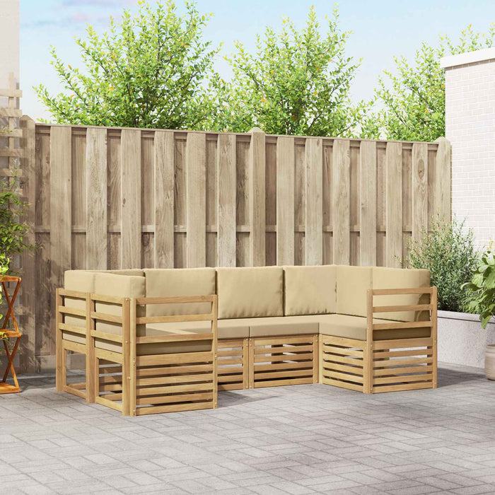 Set canapea sectională 6 pcs Alb și Bej 245 x 126,5 x 73 cm - WALTI WALTI