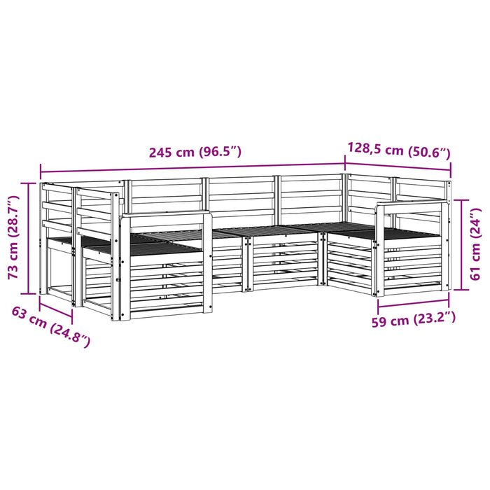 Set de canapele de exterior 6 pcs Alb 245 x 128,5 x 73 cm WALTI