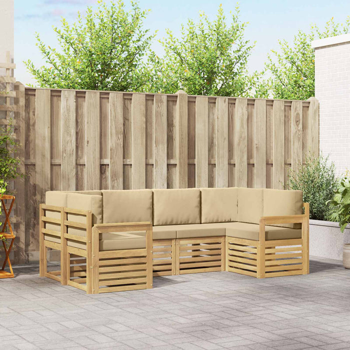 Set de canapele de exterior 5 pcs Alb și Bej WALTI