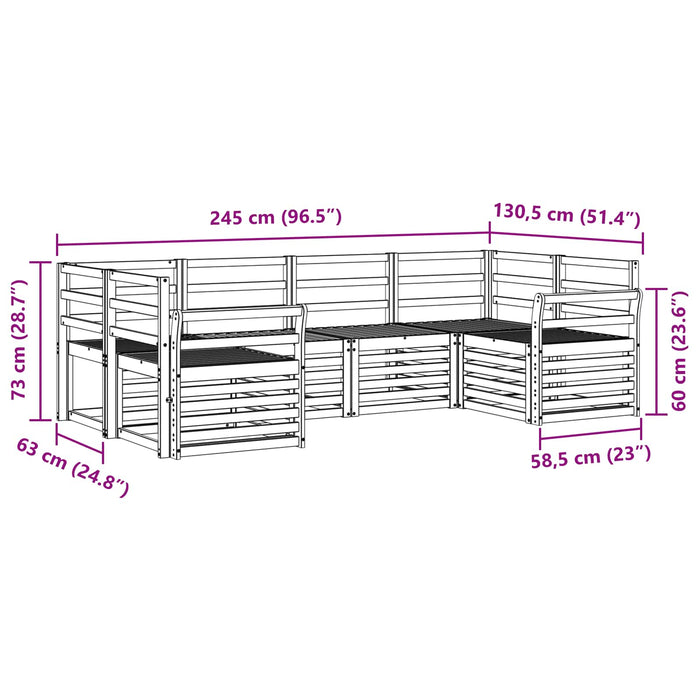 Set de canapele de exterior 6 pcs Alb 245 x 130,5 x 73 cm WALTI