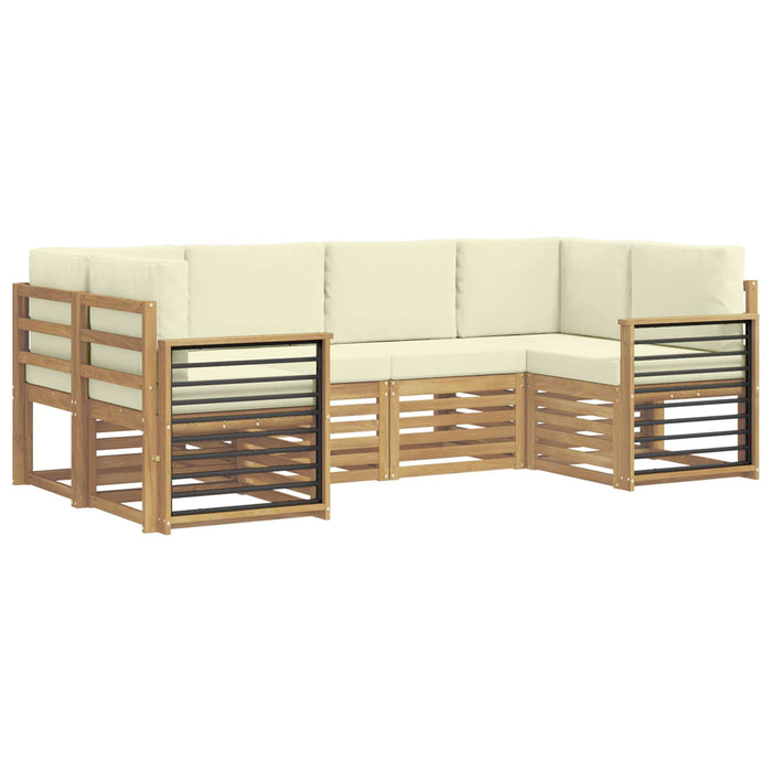 Set canapea sectională cu pernă 6 pcs Alb și crem Poliester - WALTI WALTI