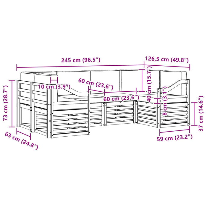 Set canapea sectională 6 pcs Alb și gri deschis - WALTI WALTI