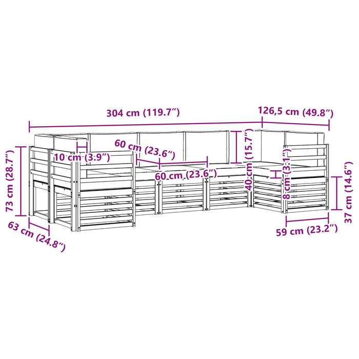 Set canapea sectională 7 pcs Alb și gri deschis - WALTI WALTI