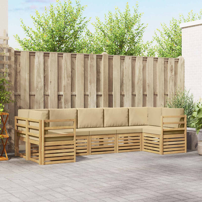 Set canapea sectională 7 pcs Alb și Bej 304 x 126,5 x 73 cm - WALTI WALTI