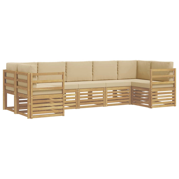 Set canapea sectională 7 pcs Alb și Bej 304 x 126,5 x 73 cm - WALTI WALTI