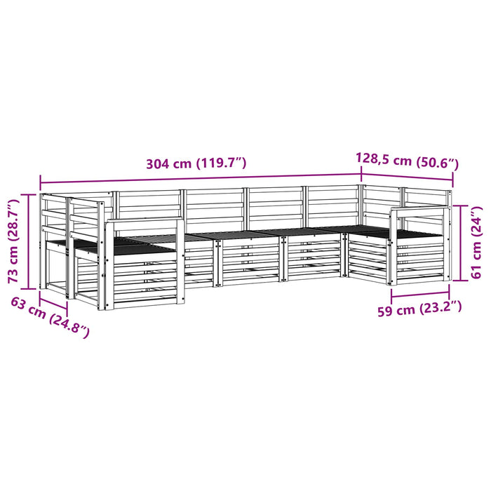 Set de canapele de exterior 7 pcs Alb 304 x 128,5 x 73 cm WALTI