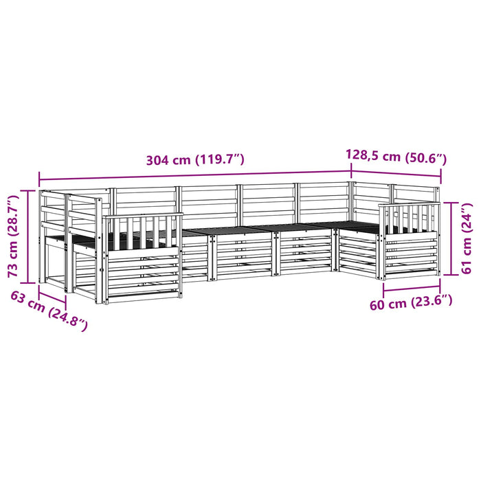 Set de canapele de exterior 7 pcs Alb 304 x 128,5 x 73 cm WALTI