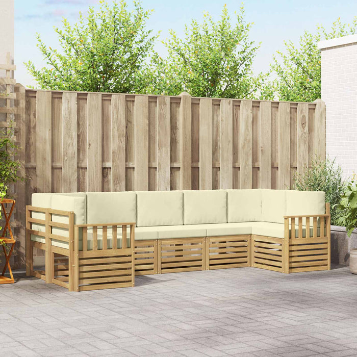 Set de canapele de exterior 6 pcs Alb și Crem WALTI
