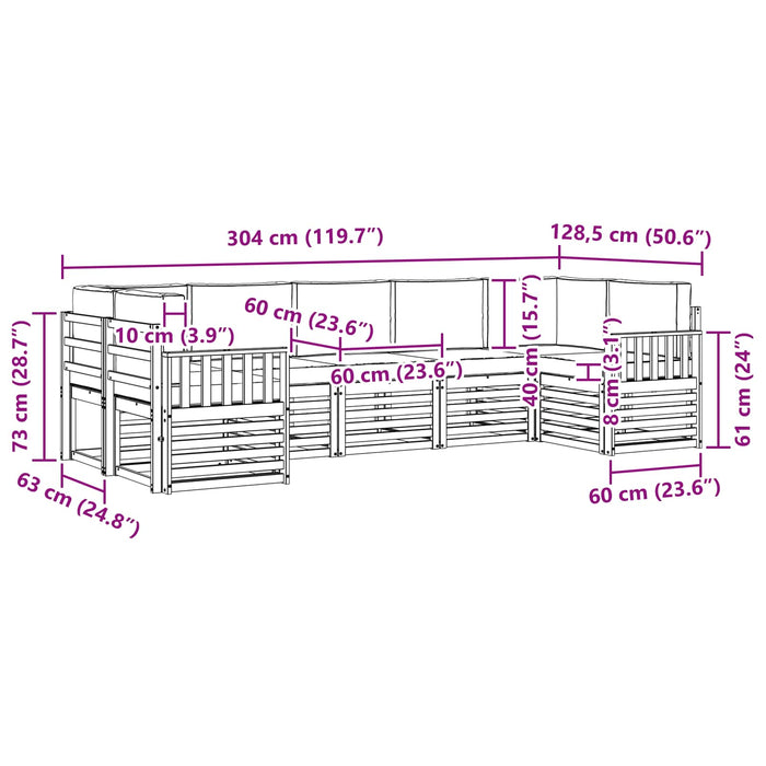 Set de canapele de exterior 6 pcs Alb și Bej WALTI