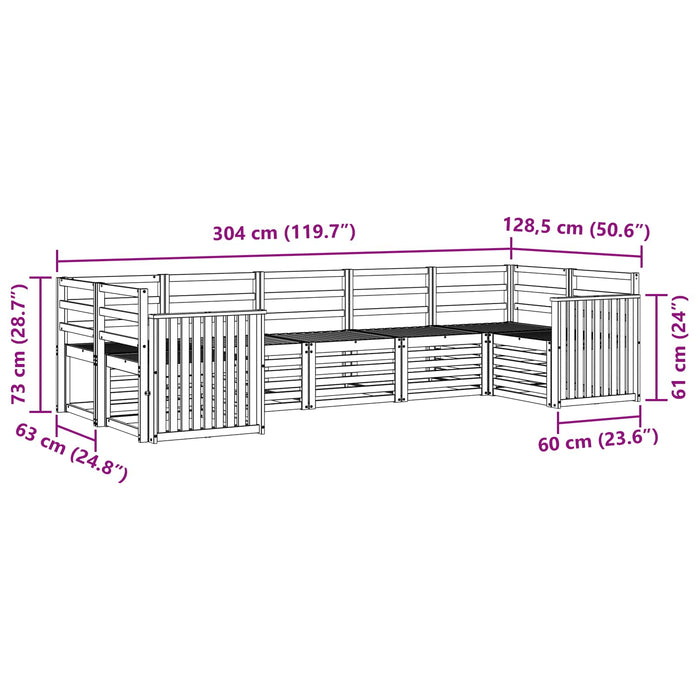Set de canapele de exterior 7 pcs Alb 304 x 128,5 x 73 cm WALTI
