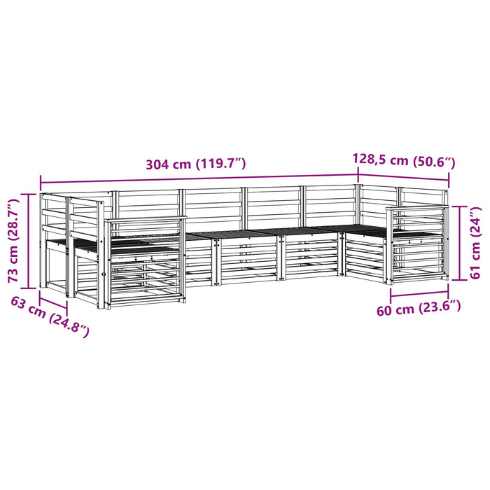 Set de canapele de exterior 7 pcs Alb 304 x 128,5 x 73 cm WALTI