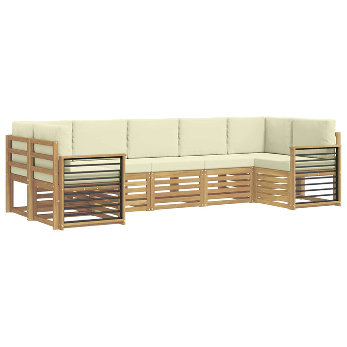 Set canapea sectională cu pernă 7 pcs Alb și crem Poliester - WALTI WALTI