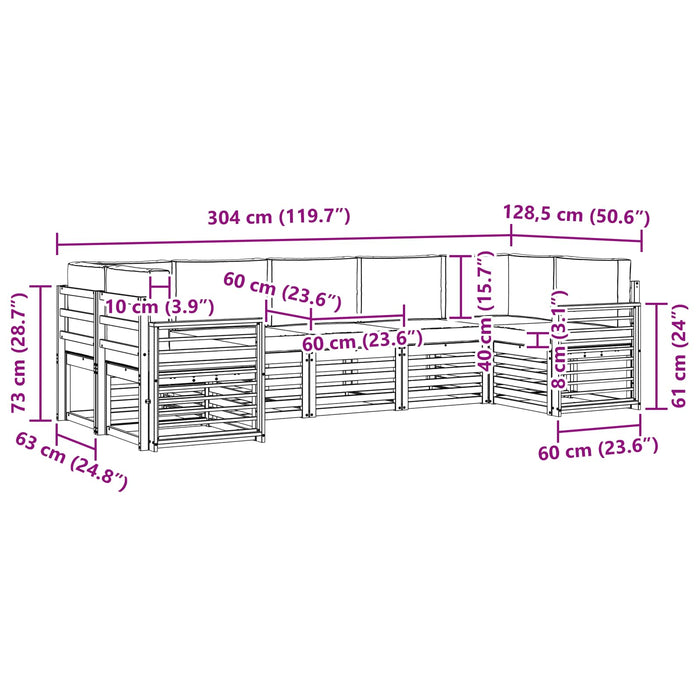 Set canapea sectională 7 pcs Alb și gri deschis - WALTI WALTI