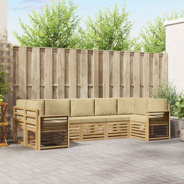 Set canapea sectională 7 pcs Alb și Bej 304 x 128,5 x 73 cm - WALTI WALTI