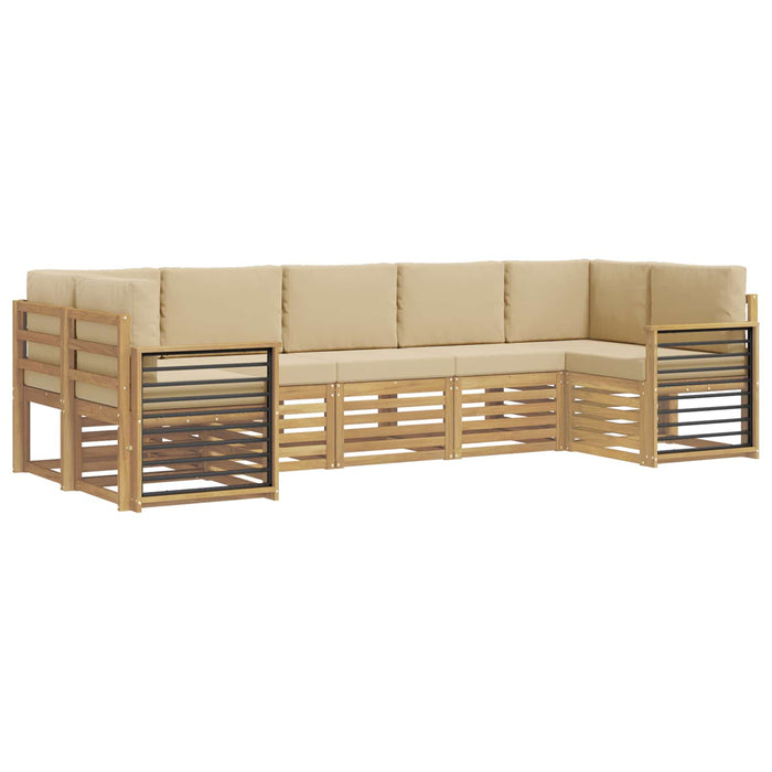 Set canapea sectională 7 pcs Alb și Bej 304 x 128,5 x 73 cm - WALTI WALTI