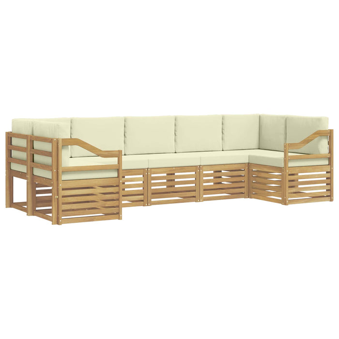Set canapea sectională cu pernă 7 pcs Alb și crem Poliester - WALTI WALTI