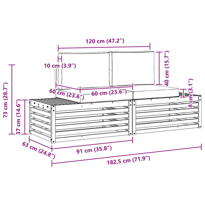 Set de canapele de exterior Alb 182,5 x 63 x 73 cm Poliester - WALTI WALTI