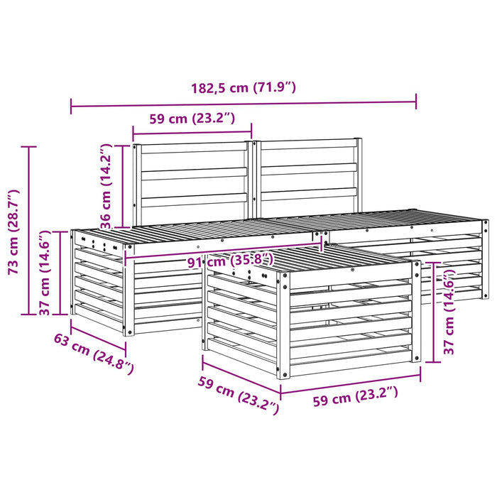 Set de canapele de exterior 4 Bucată Alb Lemn Solid de Acacia WALTI