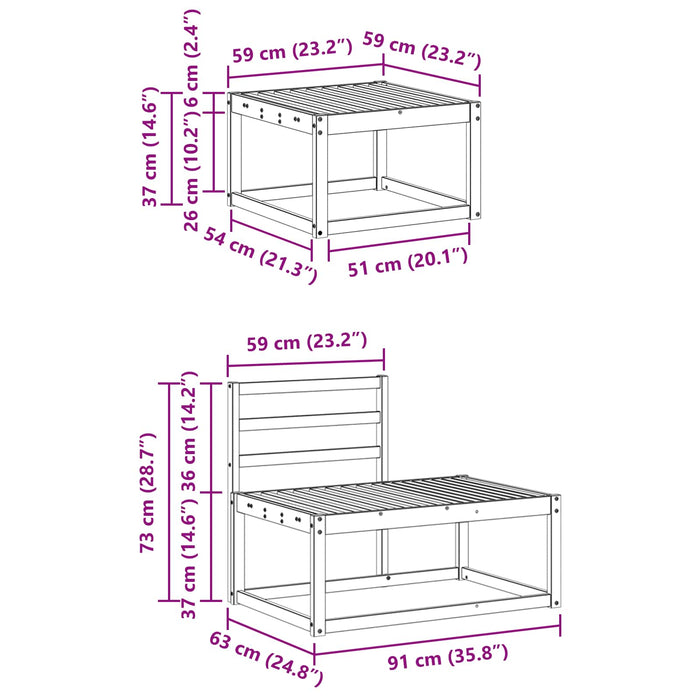 Set de canapele de exterior 4 Bucată Alb Lemn Solid de Acacia WALTI