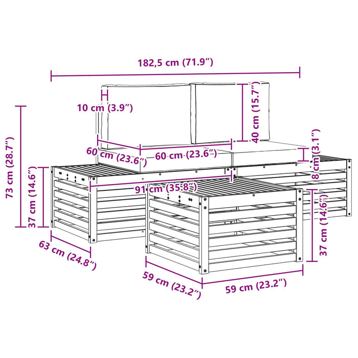 Set de canapele de exterior Alb 59 x 59 x 37 cm Poliester - WALTI WALTI