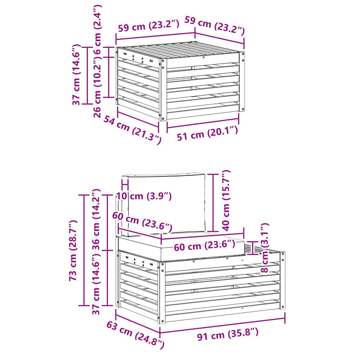 Set de canapele de exterior Alb 59 x 59 x 37 cm Poliester - WALTI WALTI