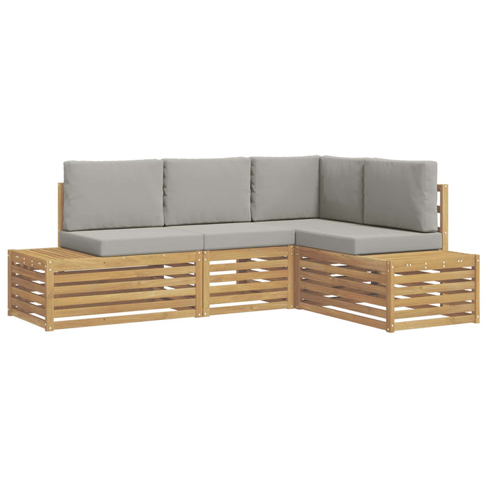 Set de canapele de exterior 4 Bucată Alb și gri deschis - WALTI WALTI