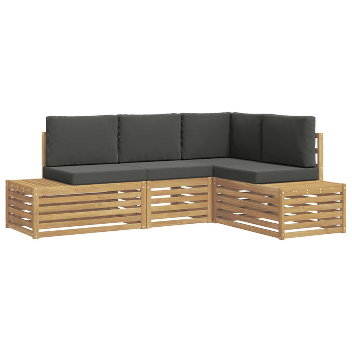 Set de canapele de exterior cu pernă 4 Bucată Alb și antracit WALTI