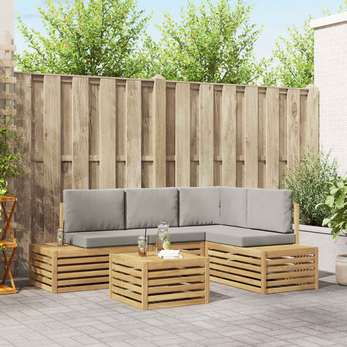 Set de canapele de exterior 5 Bucată Alb și gri deschis - WALTI WALTI