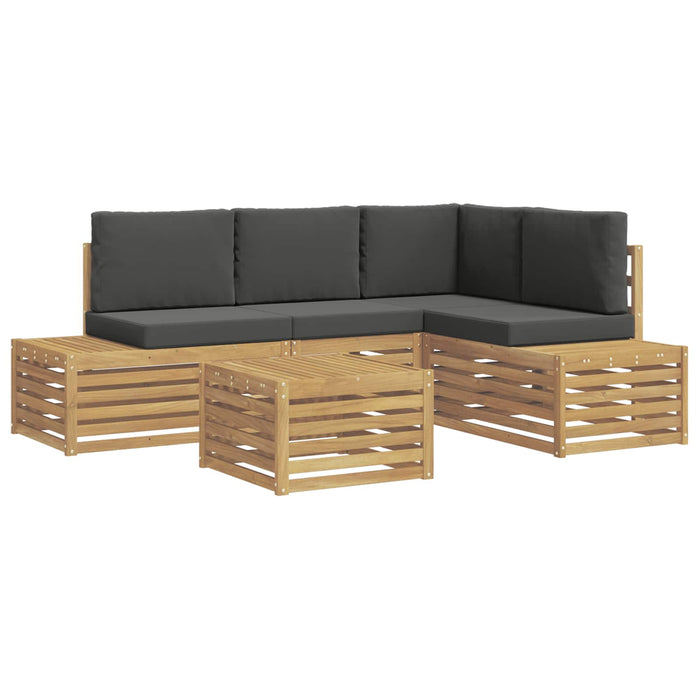 Set de canapele de exterior cu pernă 5 Bucată Alb și antracit WALTI