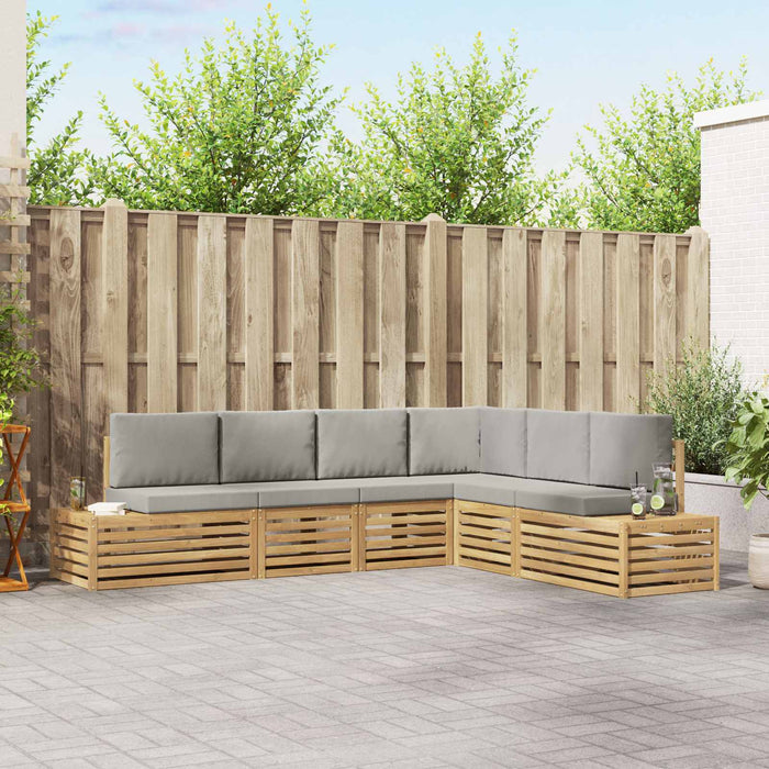 Set de canapele de exterior 6 Bucată Alb și gri deschis - WALTI WALTI