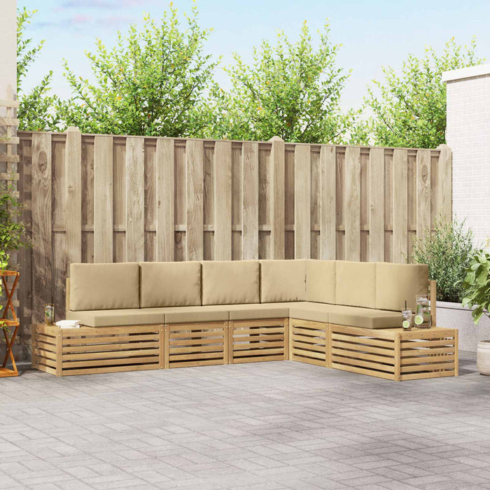Set de canapele de exterior cu pernă 6 Bucată Alb și Bej - WALTI WALTI