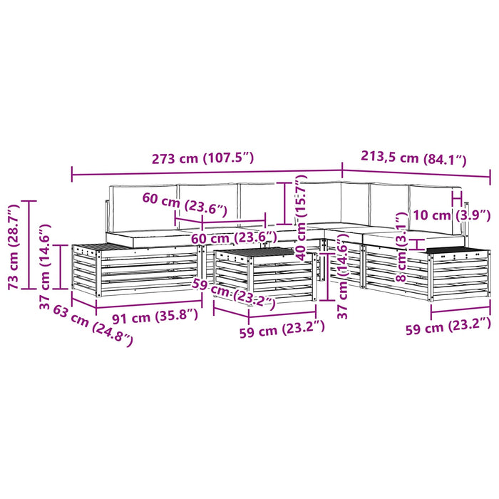 Set de canapele de exterior Alb 59 x 59 x 37 cm Poliester - WALTI WALTI