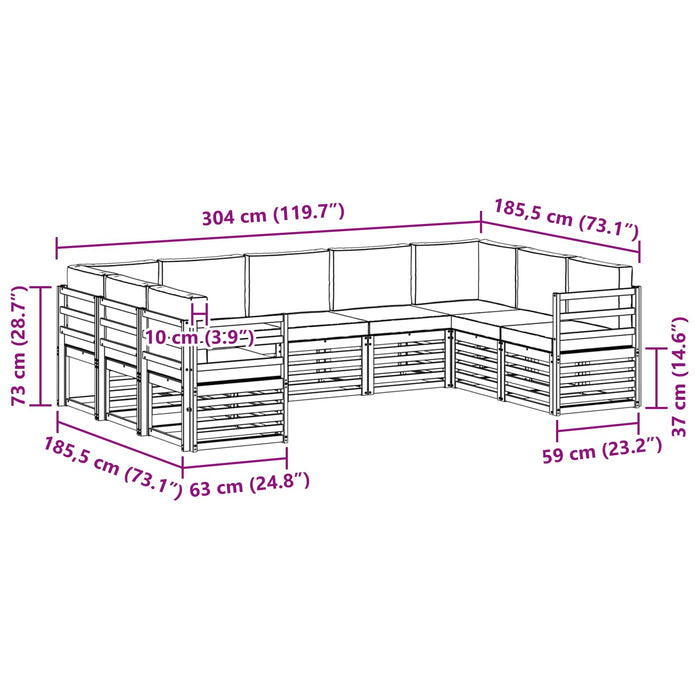 Set canapea sectională cu pernă 9 pcs Alb și crem Poliester - WALTI WALTI
